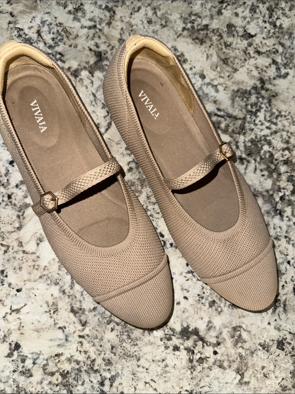 VIVAIA Women’s Beige Mary Jane Flats Size EU 40 US 9